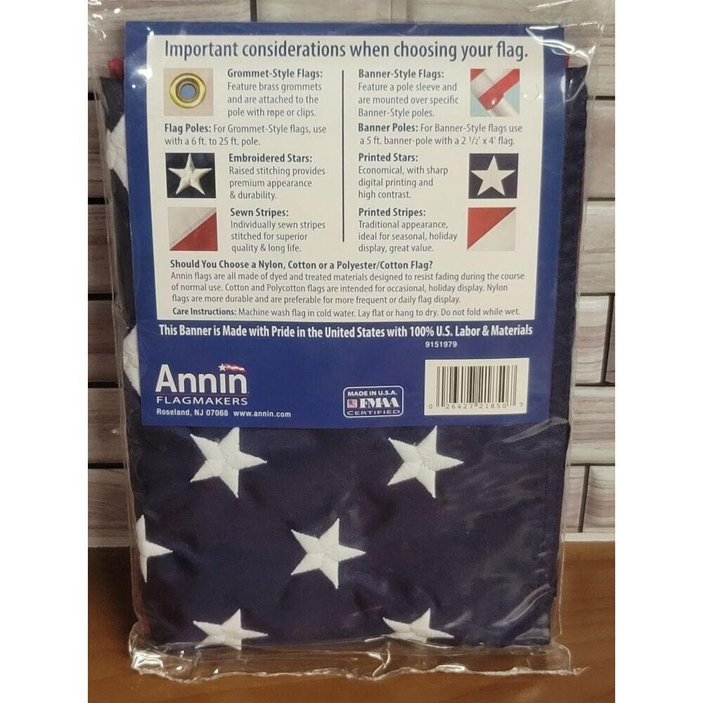 Annin Nylon US Banner, 2 1/2 FT x 4 FT (New) #A52 - Picture 4 of 6